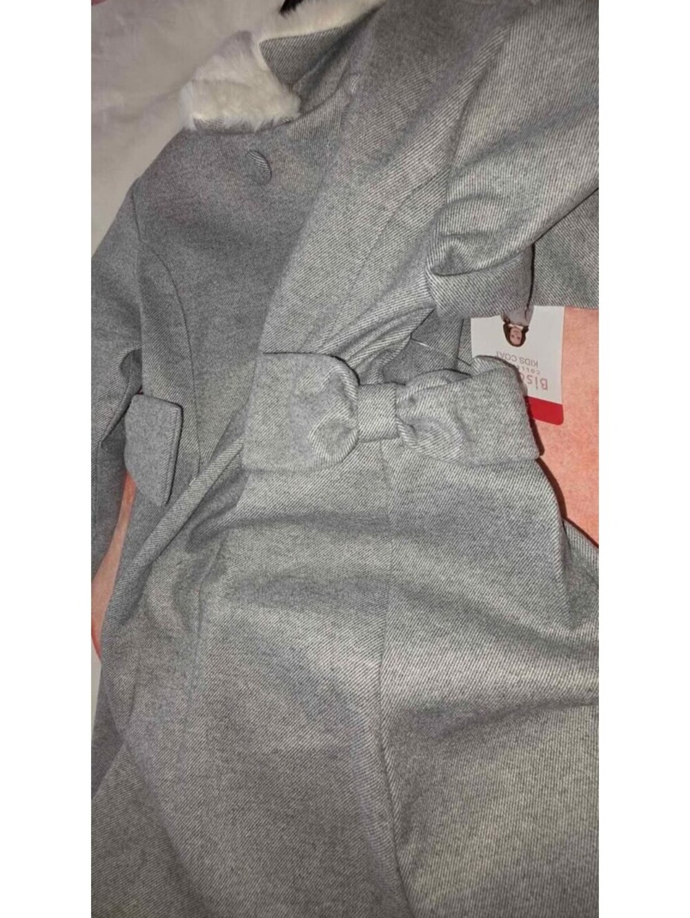 Biscotti Collection Girls 6 Gray Long Overcoat Button Faux Fur Collar Trim